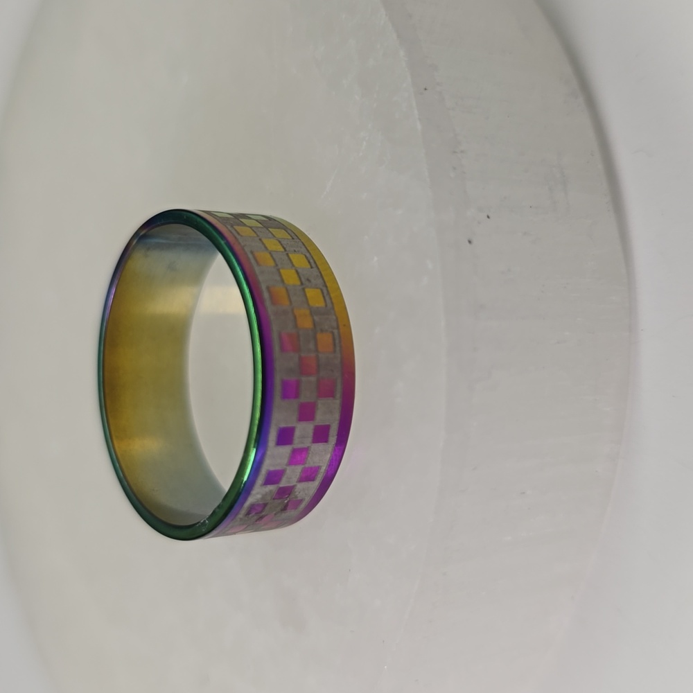 Rainbow Checkered Men's Ring